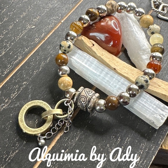 Healing crystals multi stone beaded handmade bracelet/protection and grounding - Picture 1 of 1